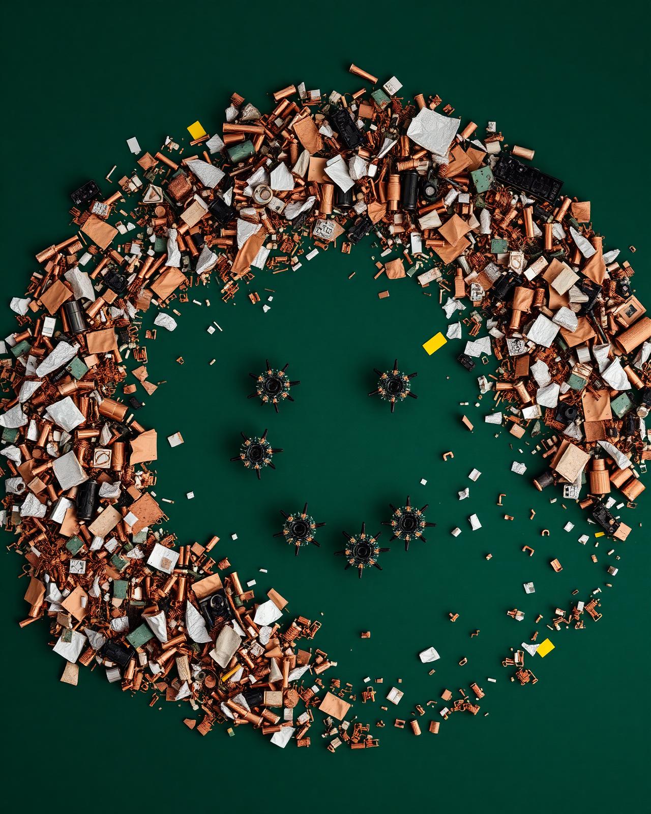 Reclaimed metals arranged as a circular network